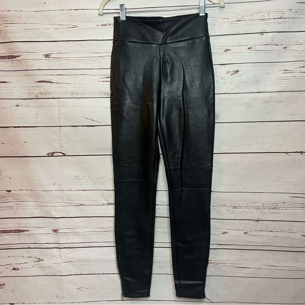 Abercrombie & Fitch Faux Leather Legging XS Black Skinny Zip Ankle High Waist
